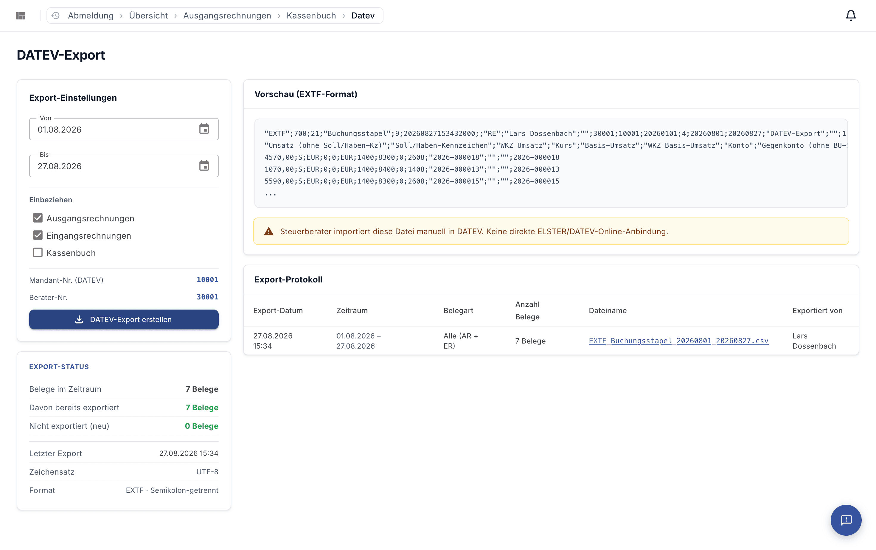DATEV-Export — heute schon